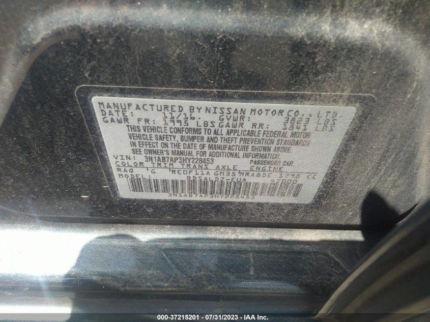 2017 NISSAN SENTRA SV - 3N1AB7AP3HY228453