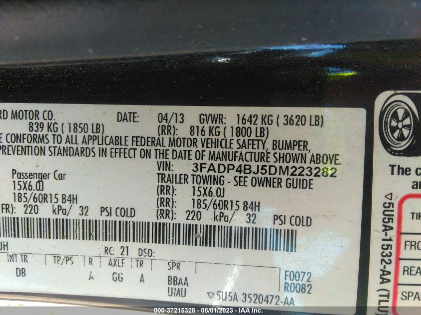 2013 FORD FIESTA SE - 3FADP4BJ5DM223282