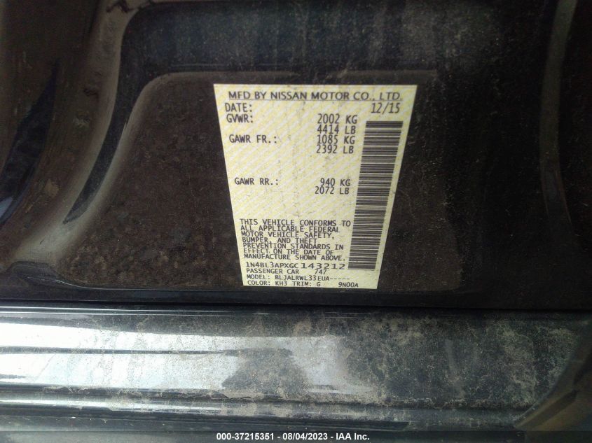 2016 NISSAN ALTIMA 3.5 - 1N4BL3APXGC143212