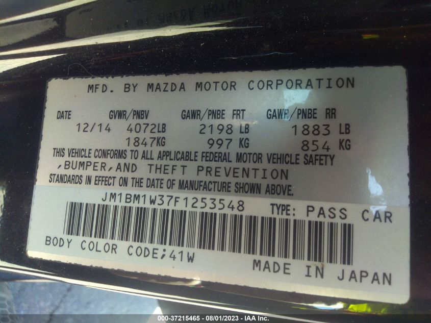 2015 MAZDA MAZDA3 S GRAND TOURING - JM1BM1W37F1253548