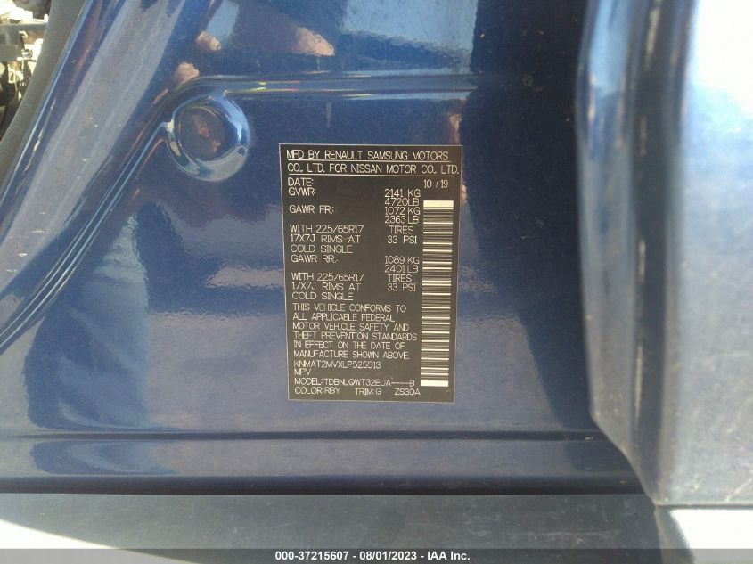 2020 NISSAN ROGUE S/SV - KNMAT2MVXLP525513