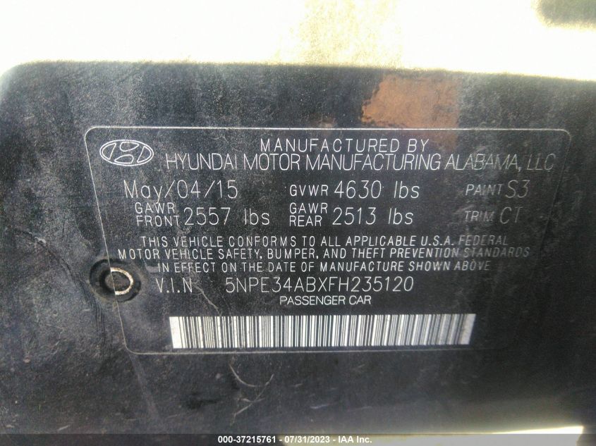 2015 HYUNDAI SONATA 2.0T SPORT - 5NPE34ABXFH235120