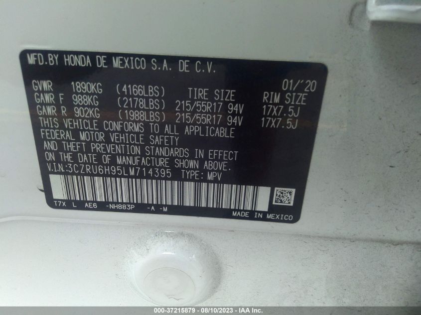 2020 HONDA HR-V TOURING - 3CZRU6H95LM714395