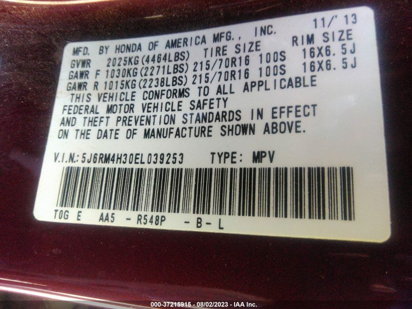 2014 HONDA CR-V LX - 5J6RM4H30EL039253