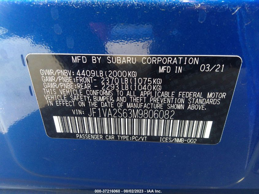 2021 SUBARU WRX STI - JF1VA2S63M9806082