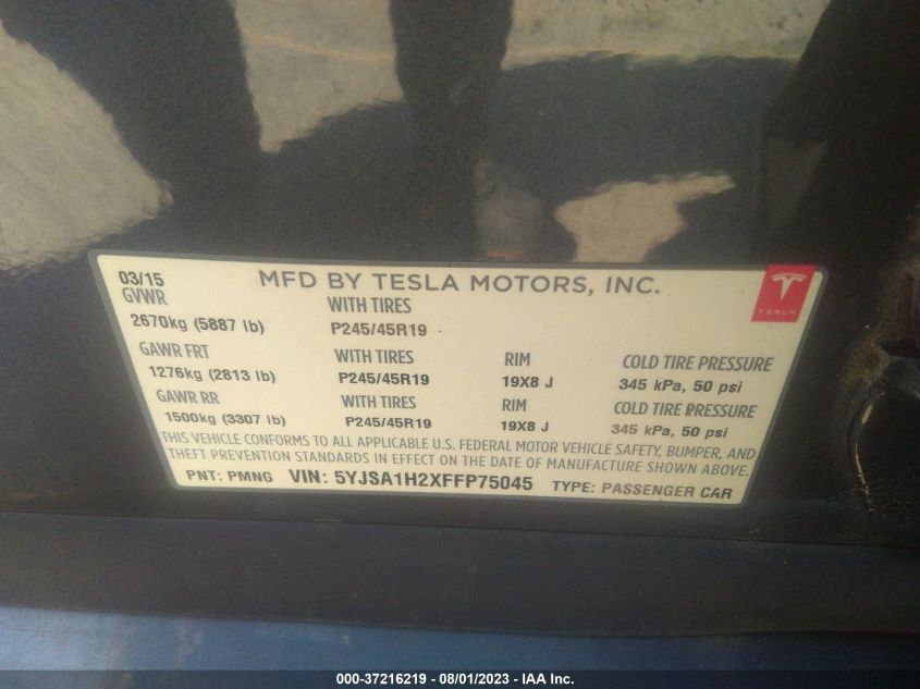 2015 TESLA MODEL S 85D - 5YJSA1H2XFFP75045