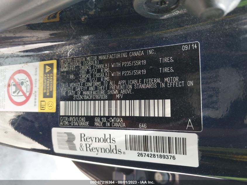 2015 LEXUS RX 350 - 2T2ZK1BA3FC167038