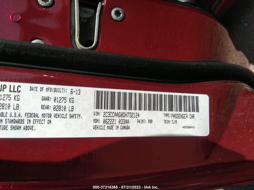 2013 CHRYSLER 300 - 2C3CCAAG0DH732124