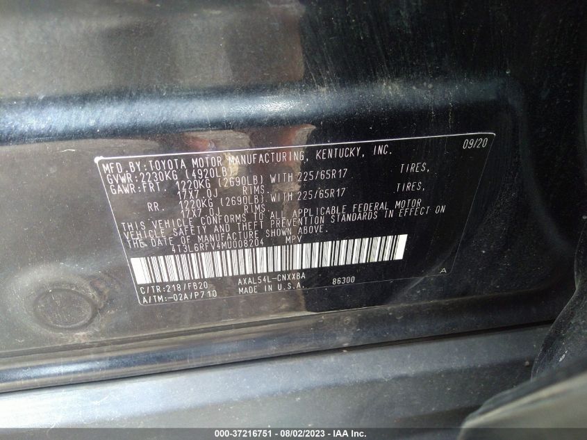 2021 TOYOTA RAV4 HYBRID LE - 4T3L6RFV4MU008204
