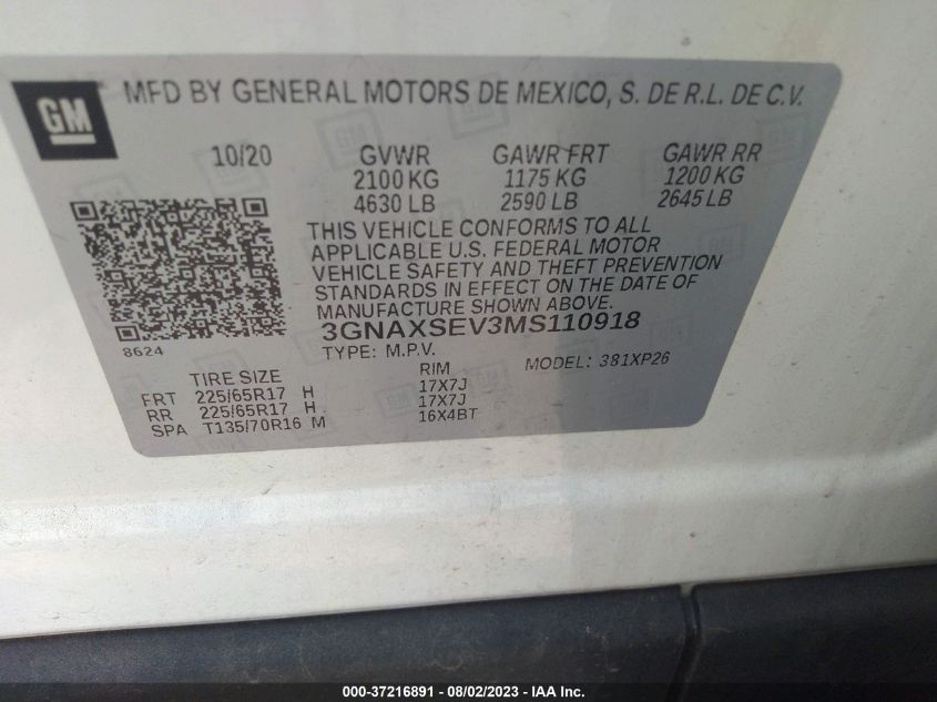 2021 CHEVROLET EQUINOX LS - 3GNAXSEV3MS110918