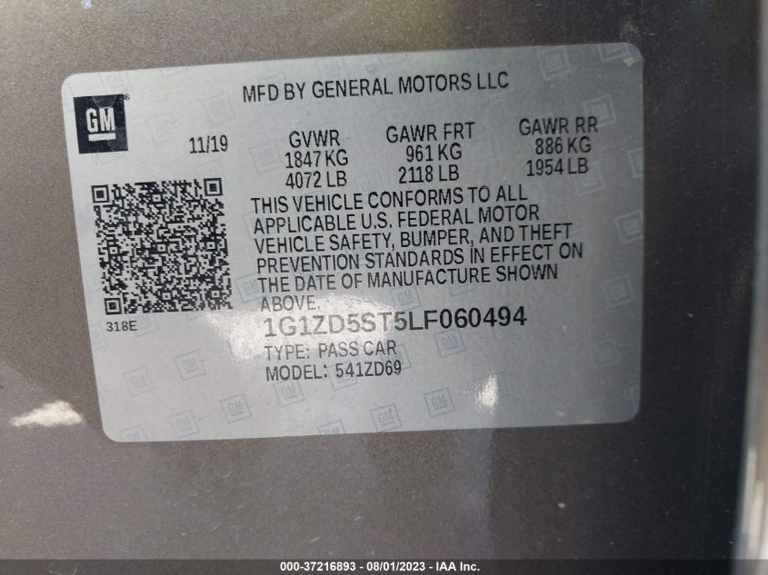 2020 CHEVROLET MALIBU LT - 1G1ZD5ST5LF060494