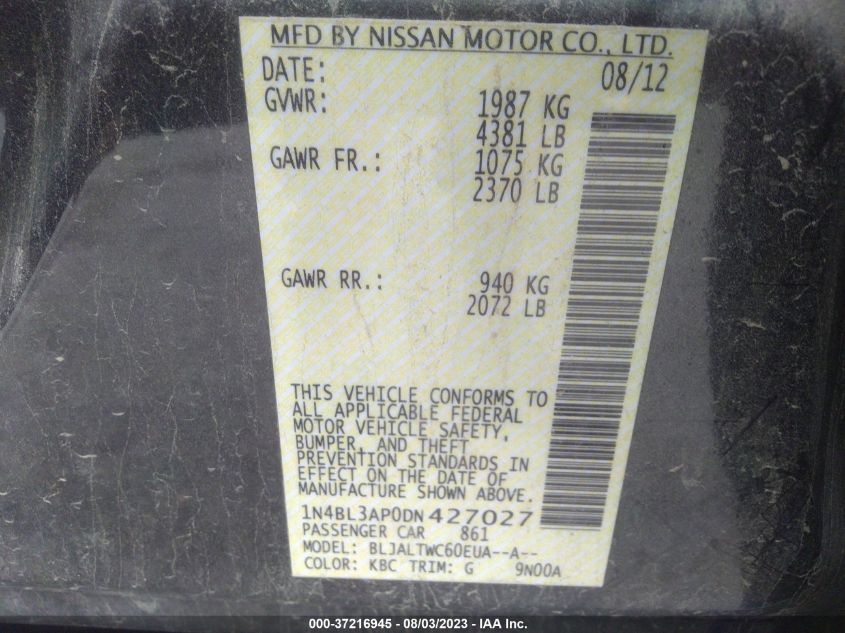 2013 NISSAN ALTIMA 3.5 SV - 1N4BL3AP0DN427027