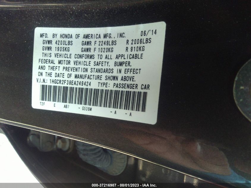 2014 HONDA ACCORD SEDAN LX - 1HGCR2F38EA249424
