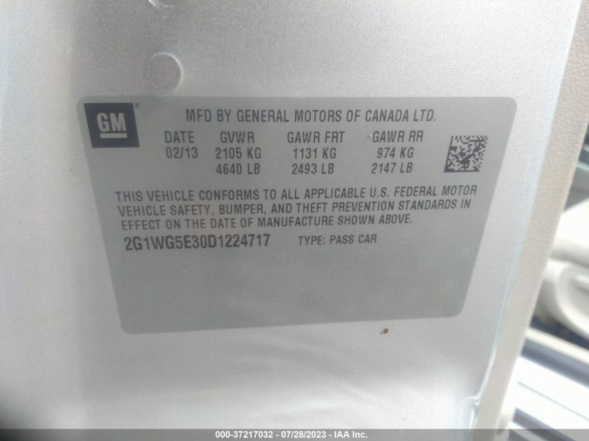 2013 CHEVROLET IMPALA LT - 2G1WG5E30D1224717