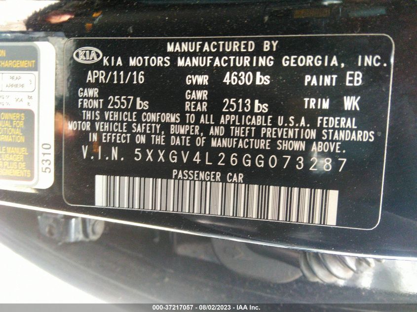 2016 KIA OPTIMA SXL TURBO - 5XXGV4L26GG073287