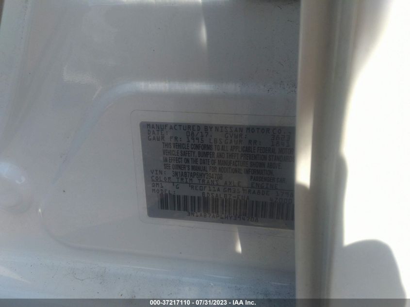 2017 NISSAN SENTRA S - 3N1AB7AP6HY394708
