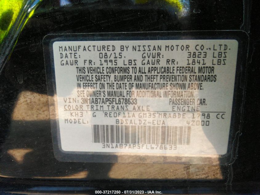 2015 NISSAN SENTRA SV - 3N1AB7AP5FL678633