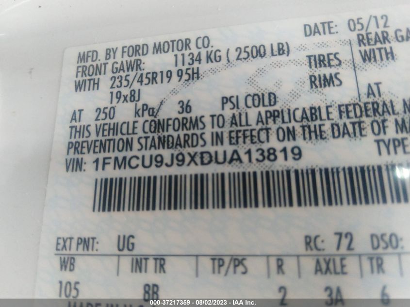 2013 FORD ESCAPE TITANIUM - 1FMCU9J9XDUA13819