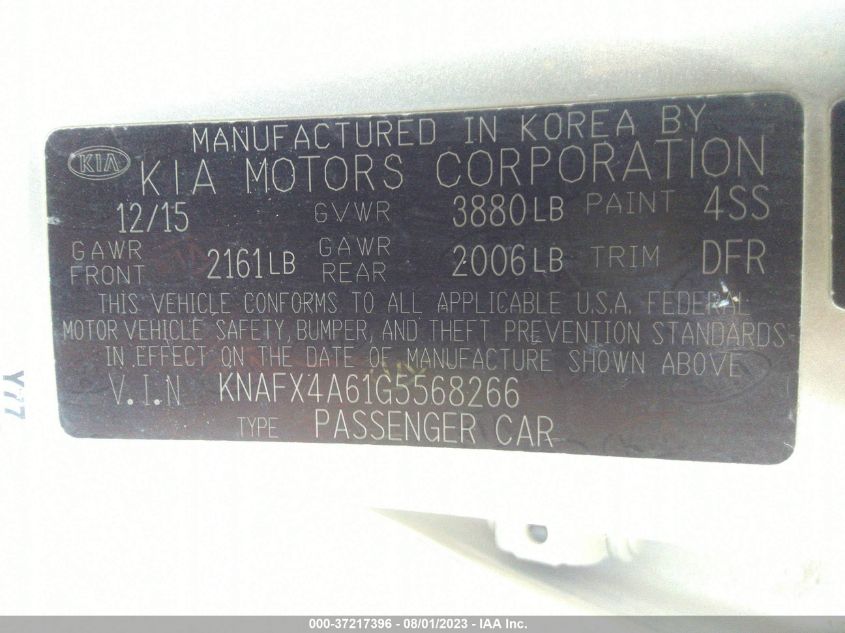 2016 KIA FORTE LX - KNAFX4A61G5568266