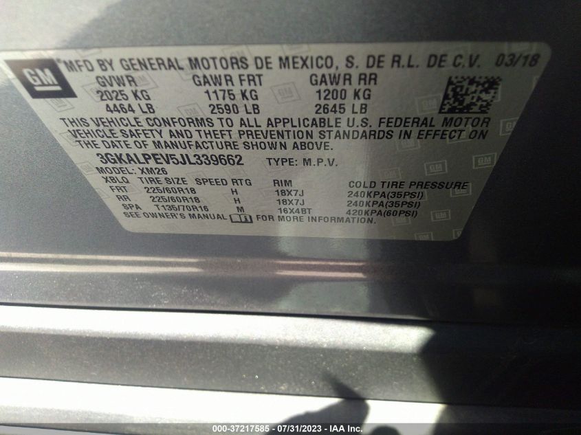2018 GMC TERRAIN SLT - 3GKALPEV5JL339662