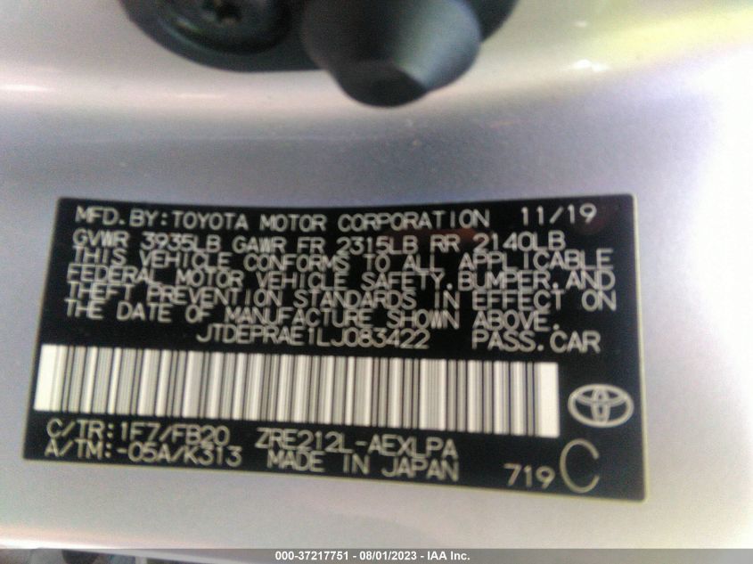 JTDEPRAE1LJ083422 Toyota Corolla LE 9