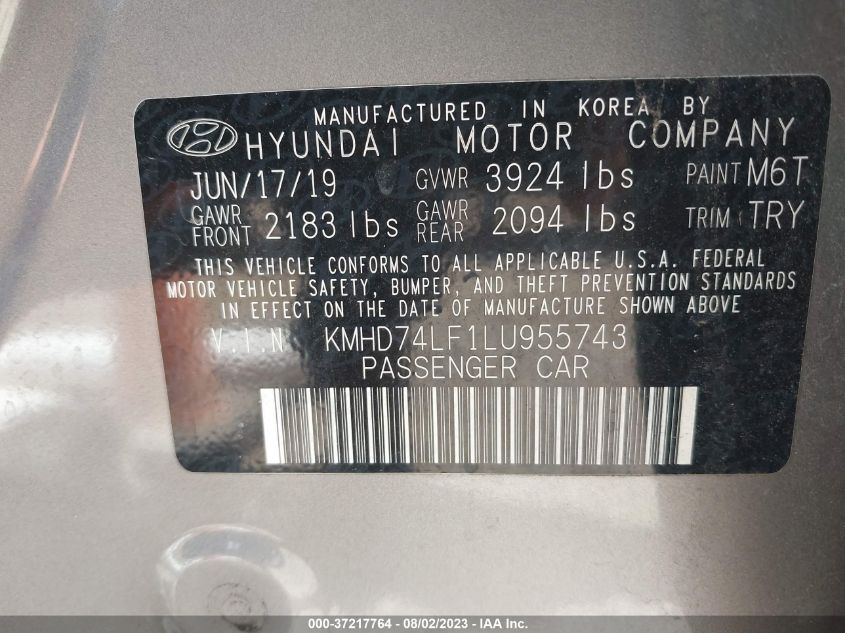 2020 HYUNDAI ELANTRA SE - KMHD74LF1LU955743