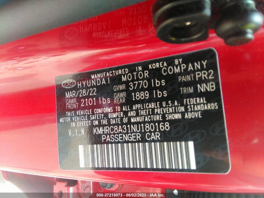 2022 HYUNDAI VENUE LIMITED - KMHRC8A31NU180168