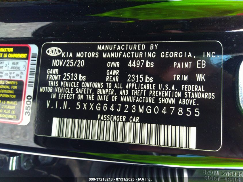 2021 KIA K5 GT LINE - 5XXG64J23MG047855