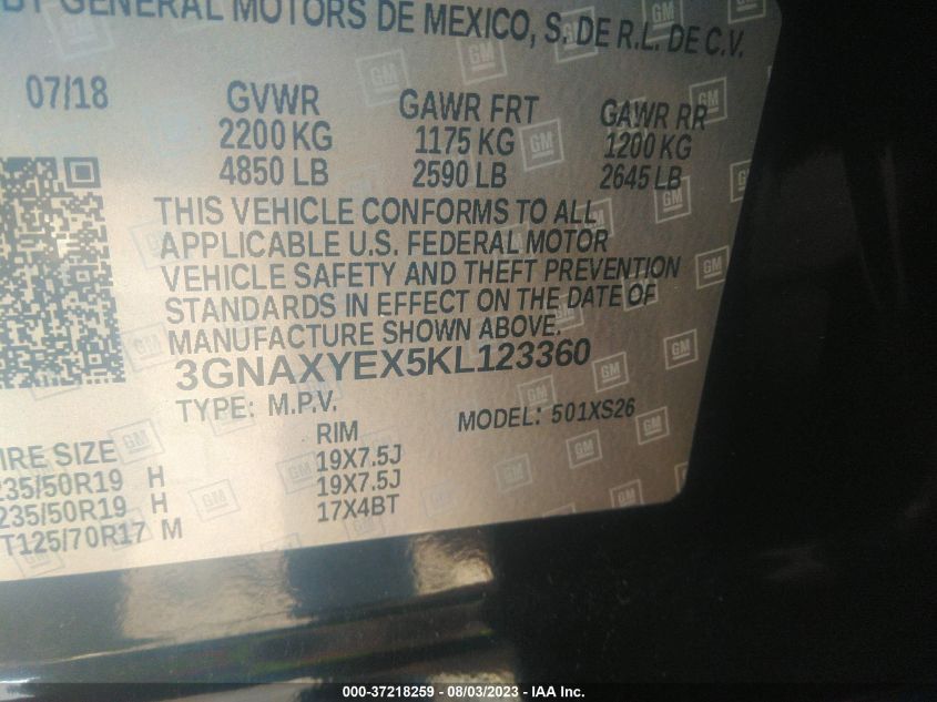 2019 CHEVROLET EQUINOX PREMIER - 3GNAXYEX5KL123360