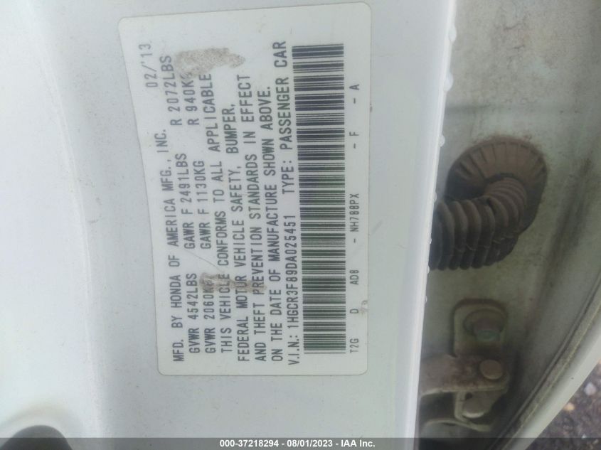 2013 HONDA ACCORD SDN EX-L - 1HGCR3F89DA025451