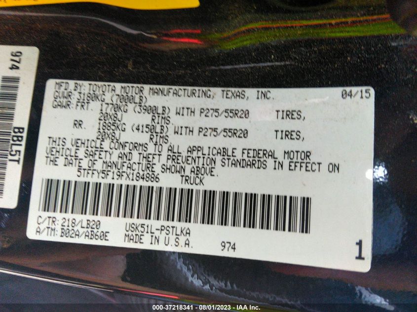 2015 TOYOTA TUNDRA CREWMAX LIMITED 5TFFY5F19FX184886