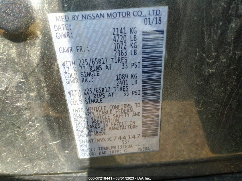 2018 NISSAN ROGUE S - 5N1AT2MVXJC744147