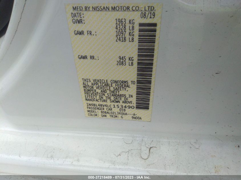 2020 NISSAN ALTIMA S - 1N4BL4BV4LC153490