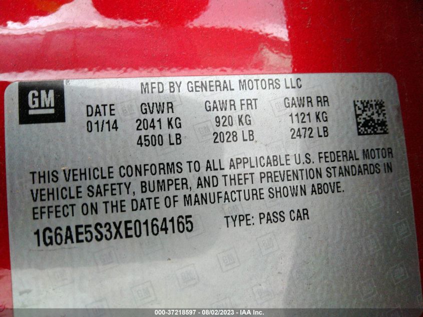 2014 CADILLAC ATS PREMIUM RWD - 1G6AE5S3XE0164165