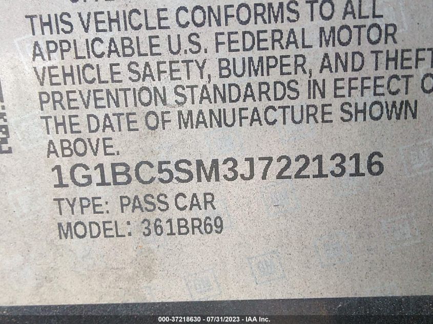 2018 CHEVROLET CRUZE LS - 1G1BC5SM3J7221316