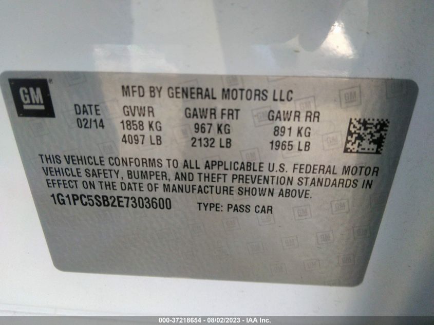 2014 CHEVROLET CRUZE 1LT - 1G1PC5SB2E7303600