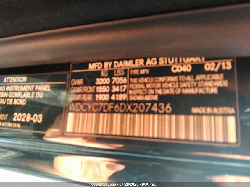 2013 MERCEDES-BENZ G-CLASS G 63 AMG WDCYC7DF6DX207436