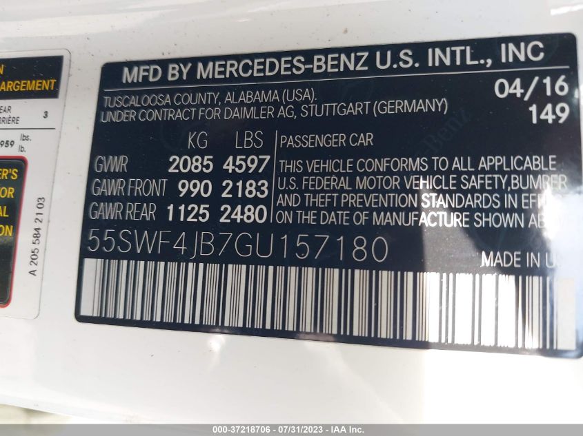2016 MERCEDES-BENZ C-CLASS C 300 - 55SWF4JB7GU157180
