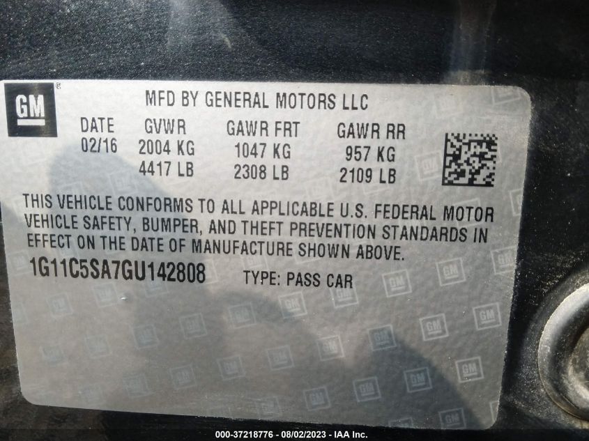 2016 CHEVROLET MALIBU LIMITED LT - 1G11C5SA7GU142808