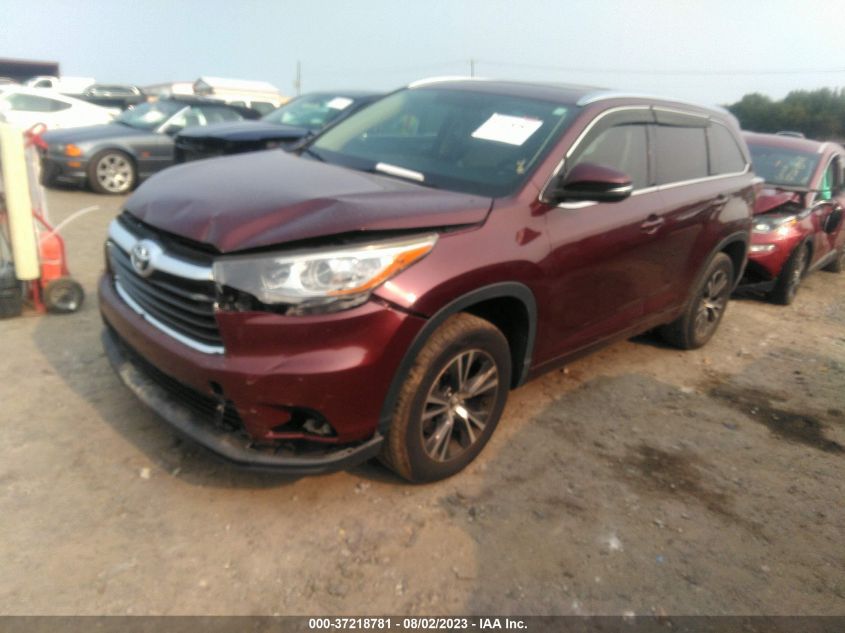 2016 TOYOTA HIGHLANDER XLE - 5TDKKRFH8GS164706