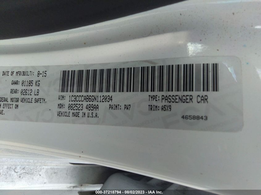 2016 CHRYSLER 200 LIMITED - 1C3CCCAB6GN112034