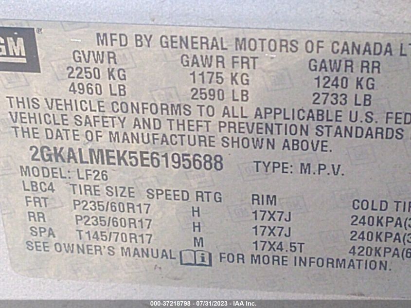 2014 GMC TERRAIN SLE - 2GKALMEK5E6195688