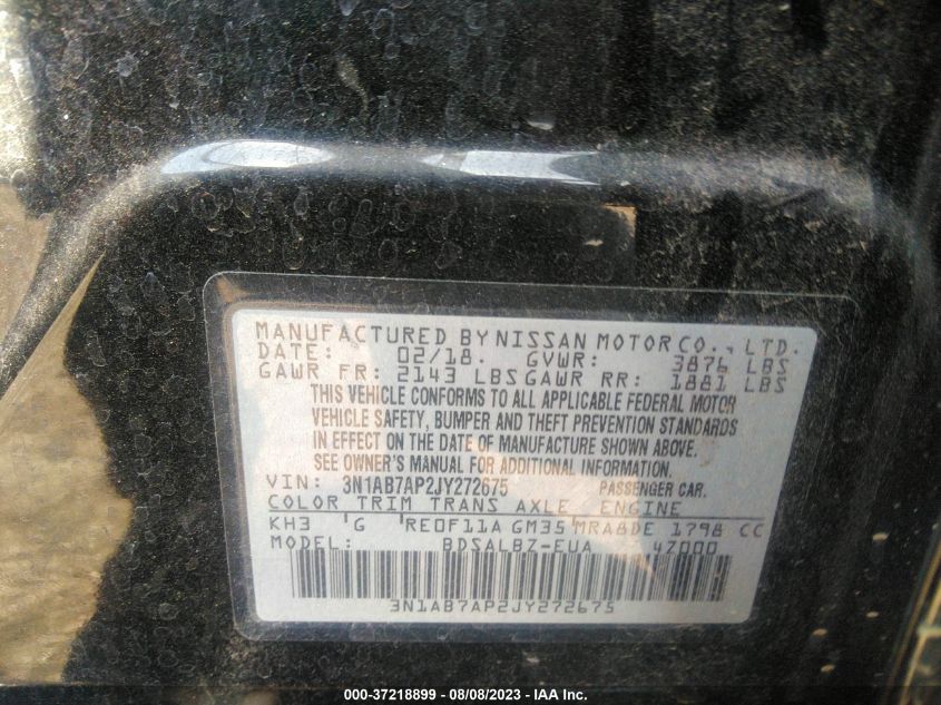 2018 NISSAN SENTRA S - 3N1AB7AP2JY272675
