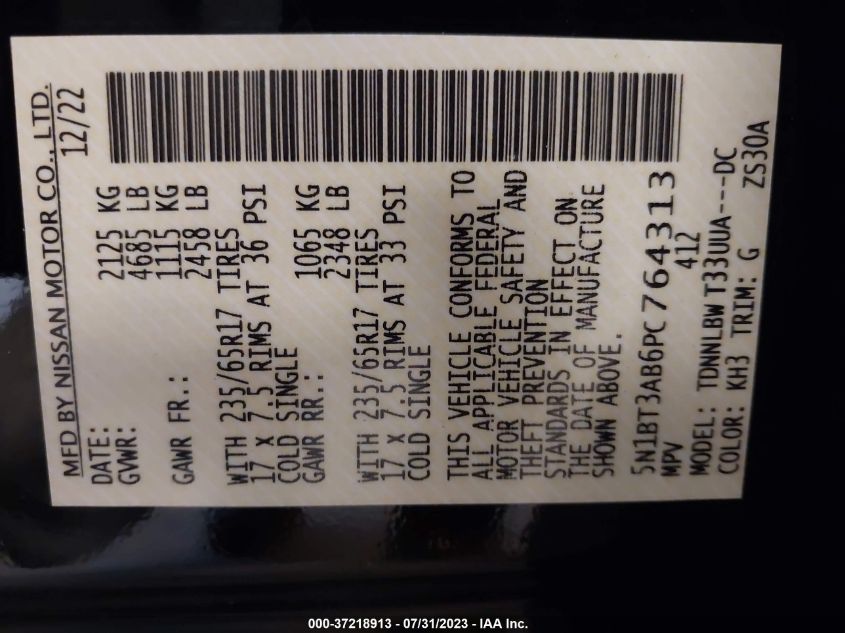 2023 NISSAN ROGUE S - 5N1BT3AB6PC764313