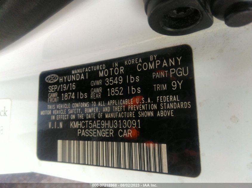 2017 HYUNDAI ACCENT SE - KMHCT5AE9HU313091