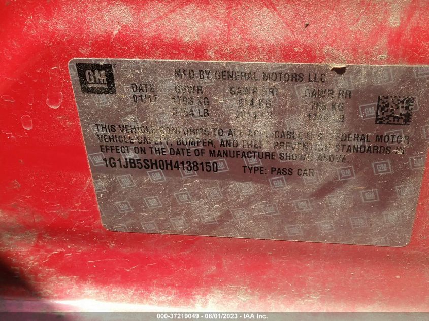 2017 CHEVROLET SONIC LS - 1G1JB5SH0H4138150