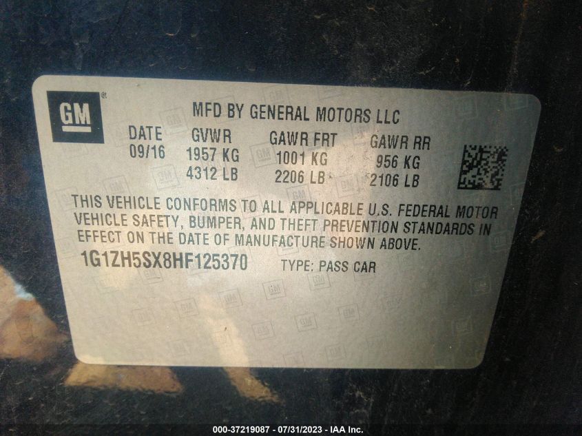 2017 CHEVROLET MALIBU PREMIER - 1G1ZH5SX8HF125370