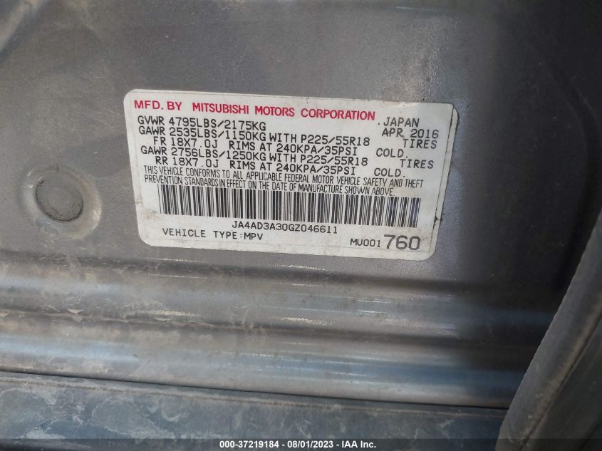 2016 MITSUBISHI OUTLANDER SE/SEL - JA4AD3A30GZ046611