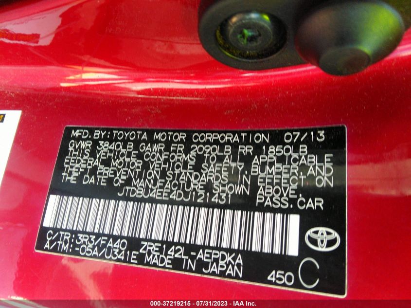 2013 TOYOTA COROLLA S/LE - JTDBU4EE4DJ121431