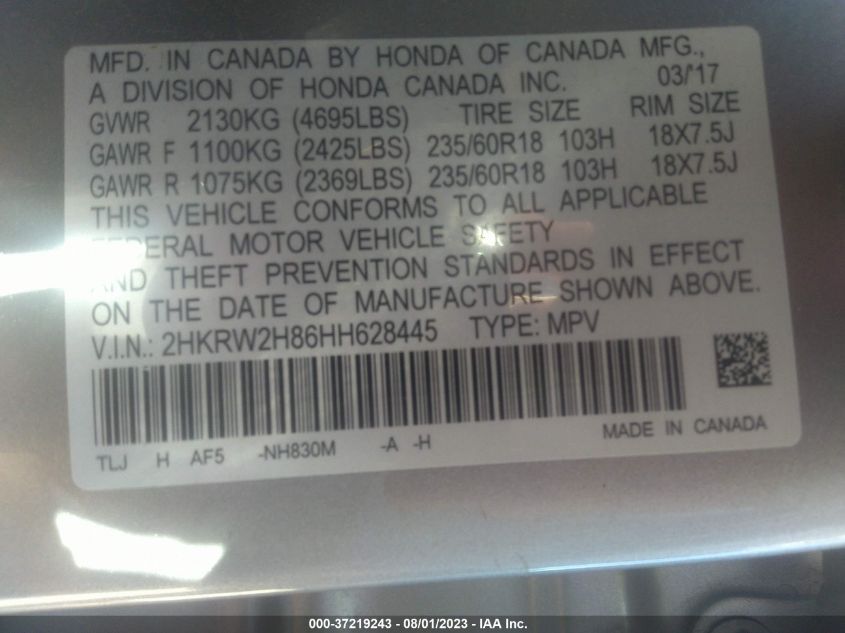 2017 HONDA CR-V EX-L - 2HKRW2H86HH628445